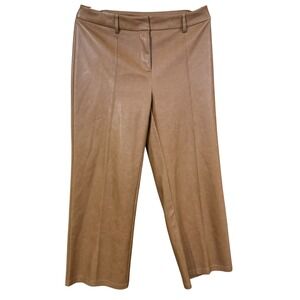 7 For All Mankind Women's Faux Leather‎ Pants Wide Leg Cropped Camel Tan SZ S